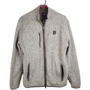 Johnnie O grey full zip Brunswick sweater jacket Size Medium Preppy Classic